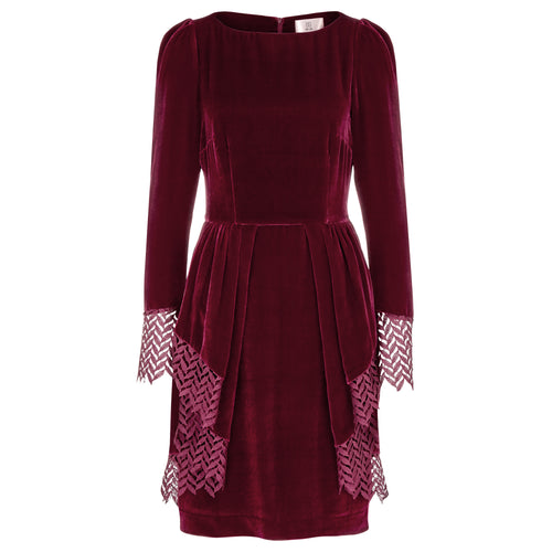 Velvet Dress „Rose“ in garnet red