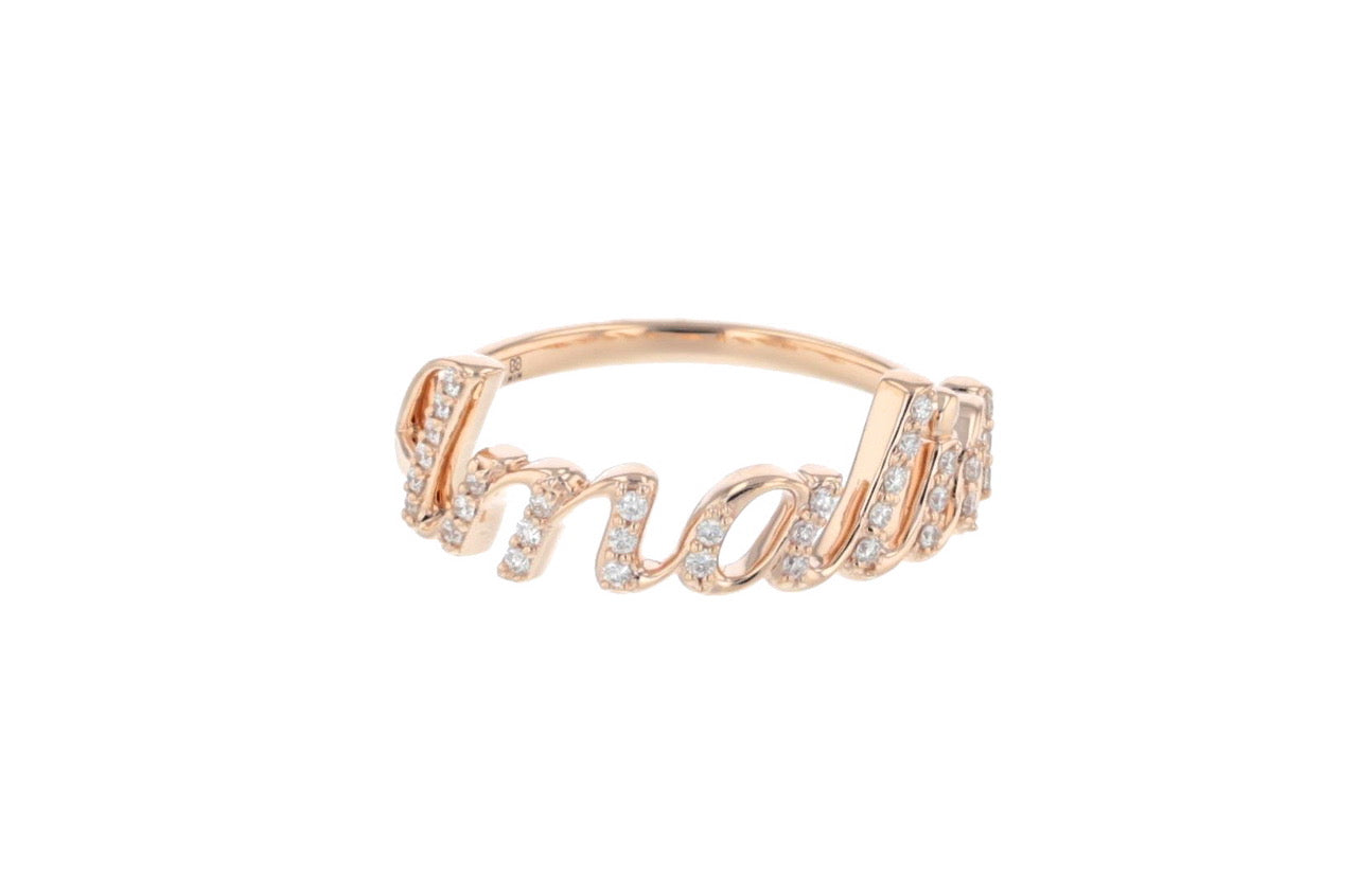Customized pink gold name ring