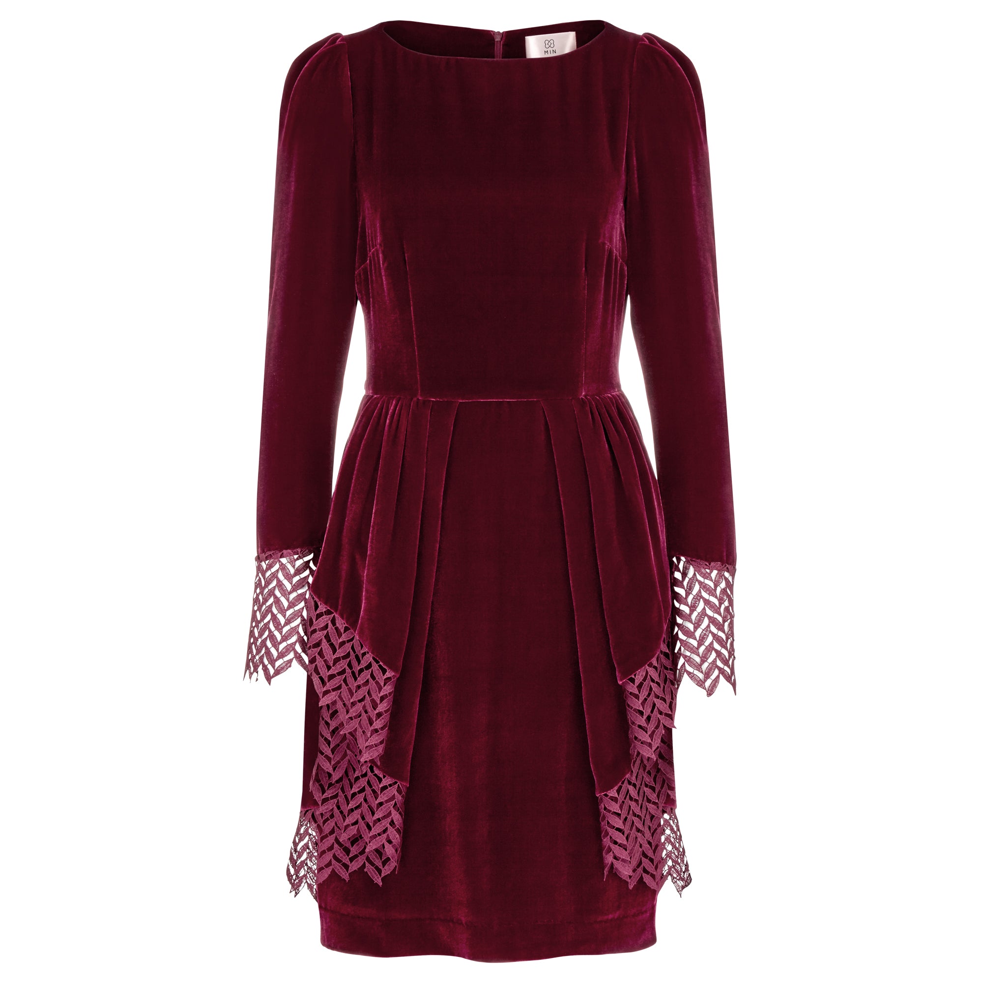 Velvet Dress „Rose“ in garnet red