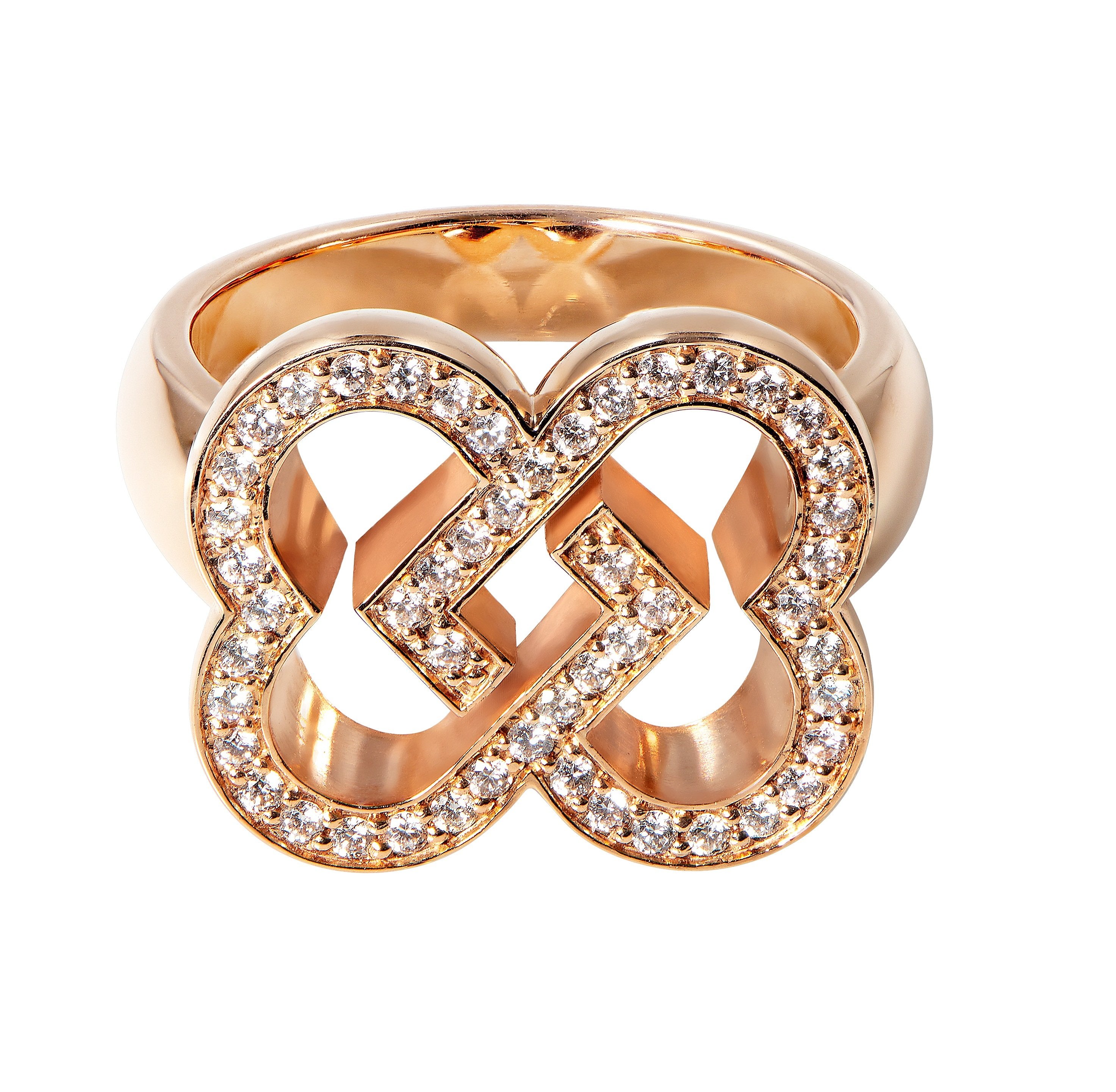 Little Love Ring in pink gold with diamonds